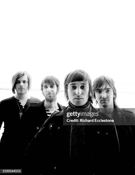 Australian rock band Jet, group portrait, United Kingdom, 2006. The band consists of lead guitarist Cameron Muncey, bassist Mark Wilson, and brothers...