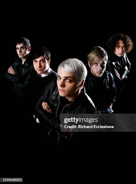 American emo rock band My Chemical Romance, group portrait, United Kingdom, 2006. The band's current lineup consists of lead vocalist Gerard Way,...