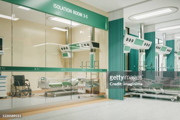 empty modern hospital intensive care unit - quarantine stock pictures, royalty-free photos & images