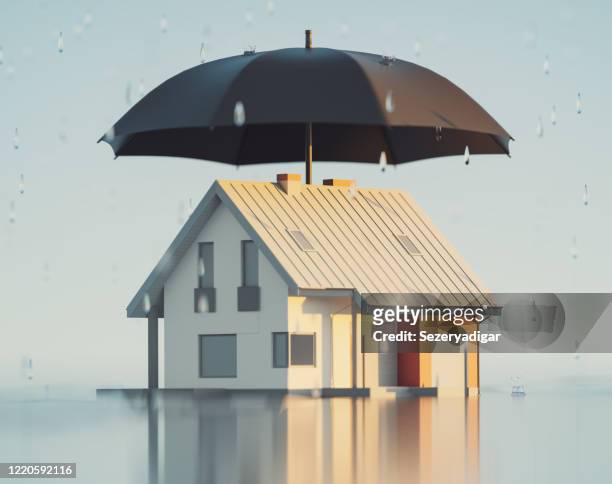 ハウス保険、3dレンダリング - 傘　無人 ストックフォトと画像