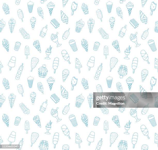 ice cream seamless pattern doodles - ice cream scoop stock illustrations