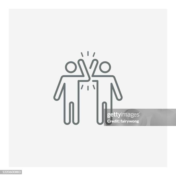 elbow bump thin line icon - elbow bumping stock illustrations