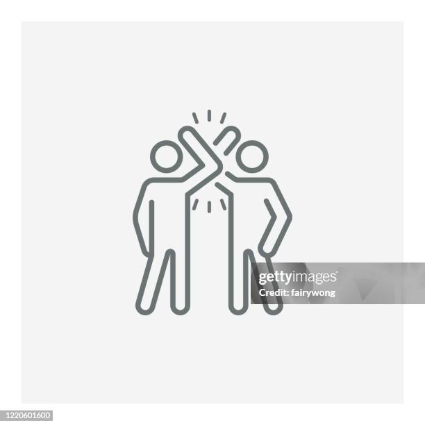 elbow bump thin line icon - man elbow stock illustrations