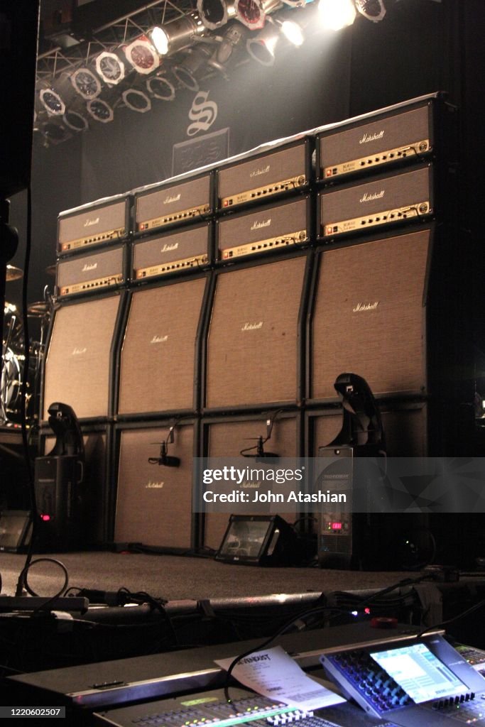 A stack of Marshall Amps are shown on stage on April 6, 2009. News ...