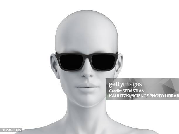 head with sunglasses, illustration - 3d face stock illustrations