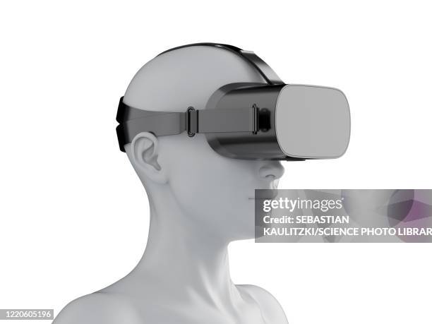 woman wearing a vr headset, illustration - virtual library stock illustrations