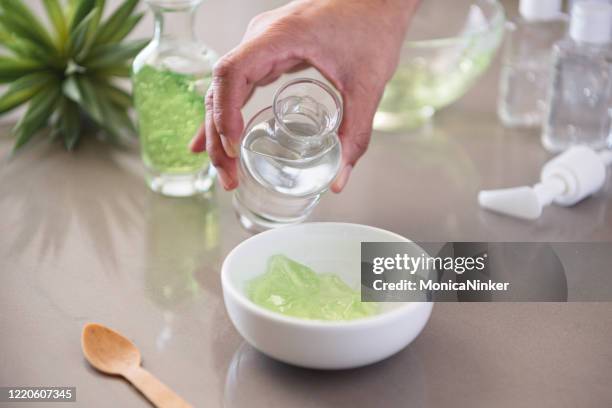 homemade hand sanitizer - aloe stock pictures, royalty-free photos & images