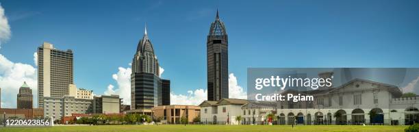 downtown city skyline in mobile alabama usa - mobile alabama stock pictures, royalty-free photos & images