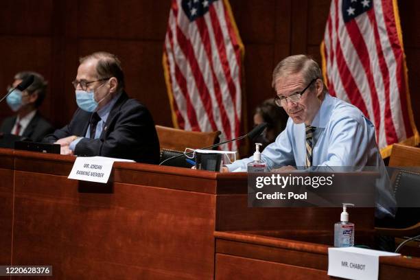 Republican Representative from Ohio and Ranking Member Jim Jordan attends a House Judiciary Committee markup on H.R. 7120 the "Justice in Policing...