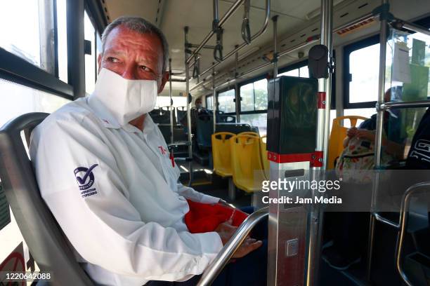 Commuter wear protective mask while using public transportation on April 23, 2020 in Guadalajara, Mexico. Mexico started what the authorities call...