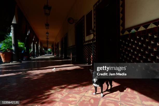 General view of an empty restaurant zone on April 21, 2020 in Tlaquepaque, Mexico. Mexico started what the authorities call Stage Three of health...