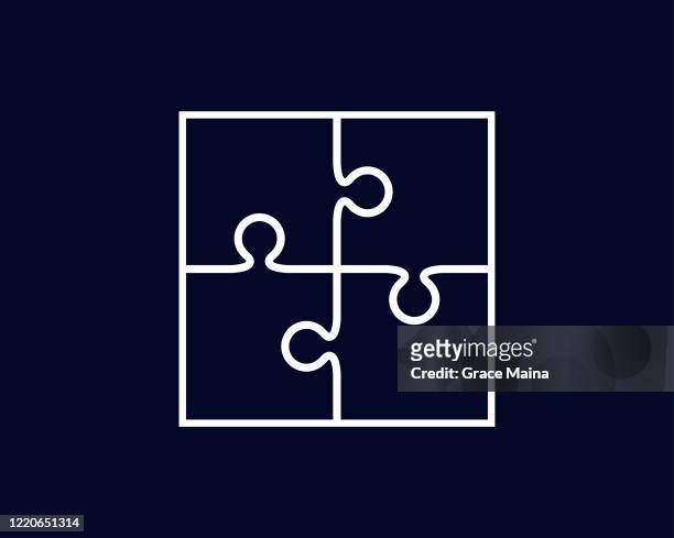 jigsaw puzzle pieces coming together to solve the puzzle vector - puzzle piece icon stock illustrations