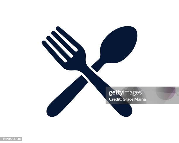 bildbanksillustrationer, clip art samt tecknat material och ikoner med bordskniv och gaffelredskap som indikerar en diner- eller matvektor - gaffel