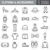 Clothing and Accessories Editable Stroke Icon Set