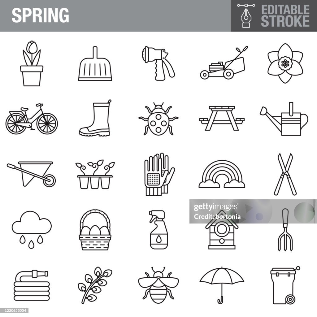 Spring Editable Stroke Icon Set