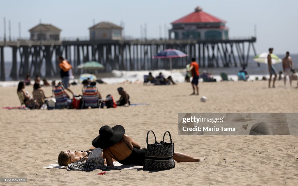 Huntington Beach In Southern California Remains Open During Coronavirus Lockdown