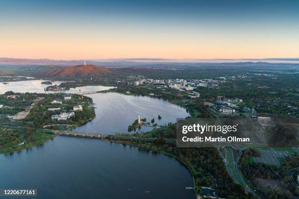 An aerial view of Lake Burley Griffin on March 3, 2020 in Canberra, Australia.