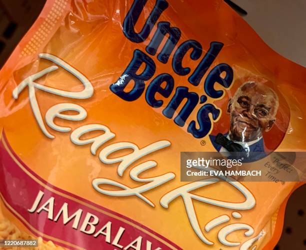 Bag of Uncle Ben's rice is seen on a store shelf on June 17, 2020 in Washington,DC. Amid nationwide protests against racism, major US food companies...