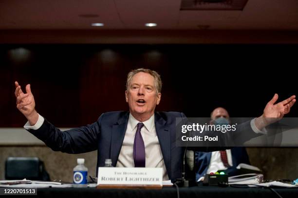 Trade Representative Robert Lighthizer speaks at a Senate Finance Committee hearing on U.S. Trade on Capitol Hill, on June 17 in Washington DC.
