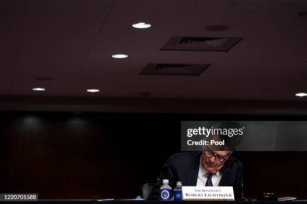 Trade Representative Robert Lighthizer appears before the Senate Finance Committee on June 17, 2020 in Washington, DC. Earlier, Lighthizer told the...