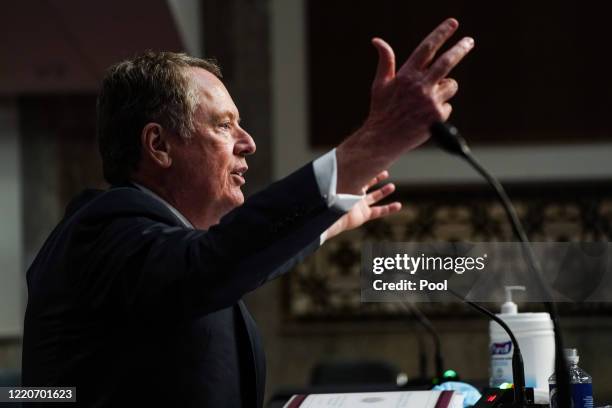 Trade Representative Robert Lighthizer appears before the Senate Finance Committee on June 17, 2020 in Washington, DC. Earlier, Lighthizer told the...