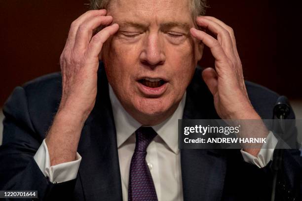 Trade Representative Robert Lighthizer testifies at a Senate Finance Committee hearing on the Presidents 2020 trade policy agenda, on Capitol Hill,...