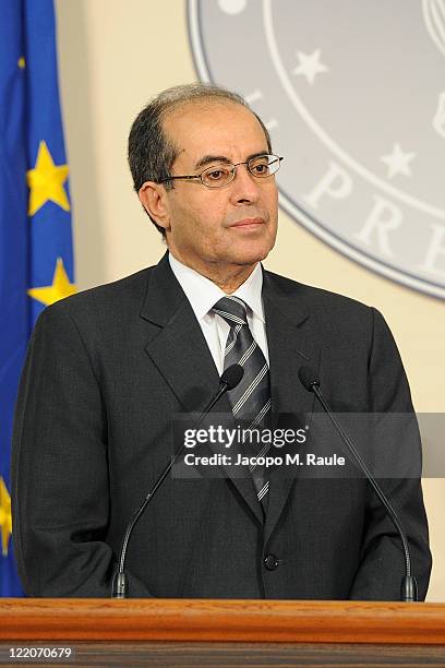 Deputy chairman of the National Transitional Council Executive Board Mahmoud Jibril attends a meeting with Italian Prime Minister Silvio Berlusconi...