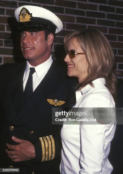 Actor John Travolta and actress Kelly Preston visit "The Late Show with David Letterman" on August 28, 2001 at the Ed Sullivan Theatre in New York...