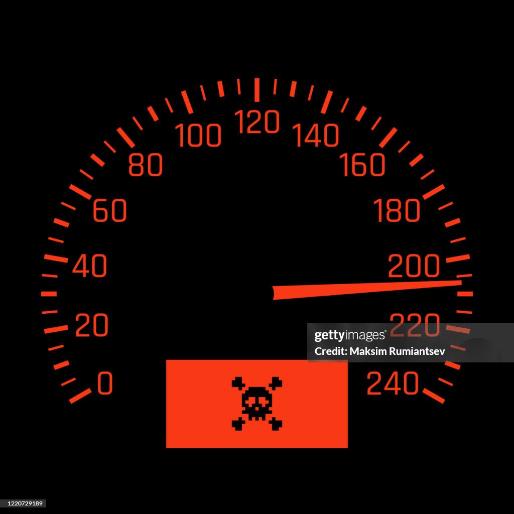 Cursed Speedometer Vector Car Speedometer Dial With Skull Symbol Danger Speed Concept High ...