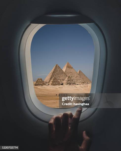 Window View Pyramids 82 Giza Pyramids Aerial Stock Photos, High-Res Pictures, and Images ...