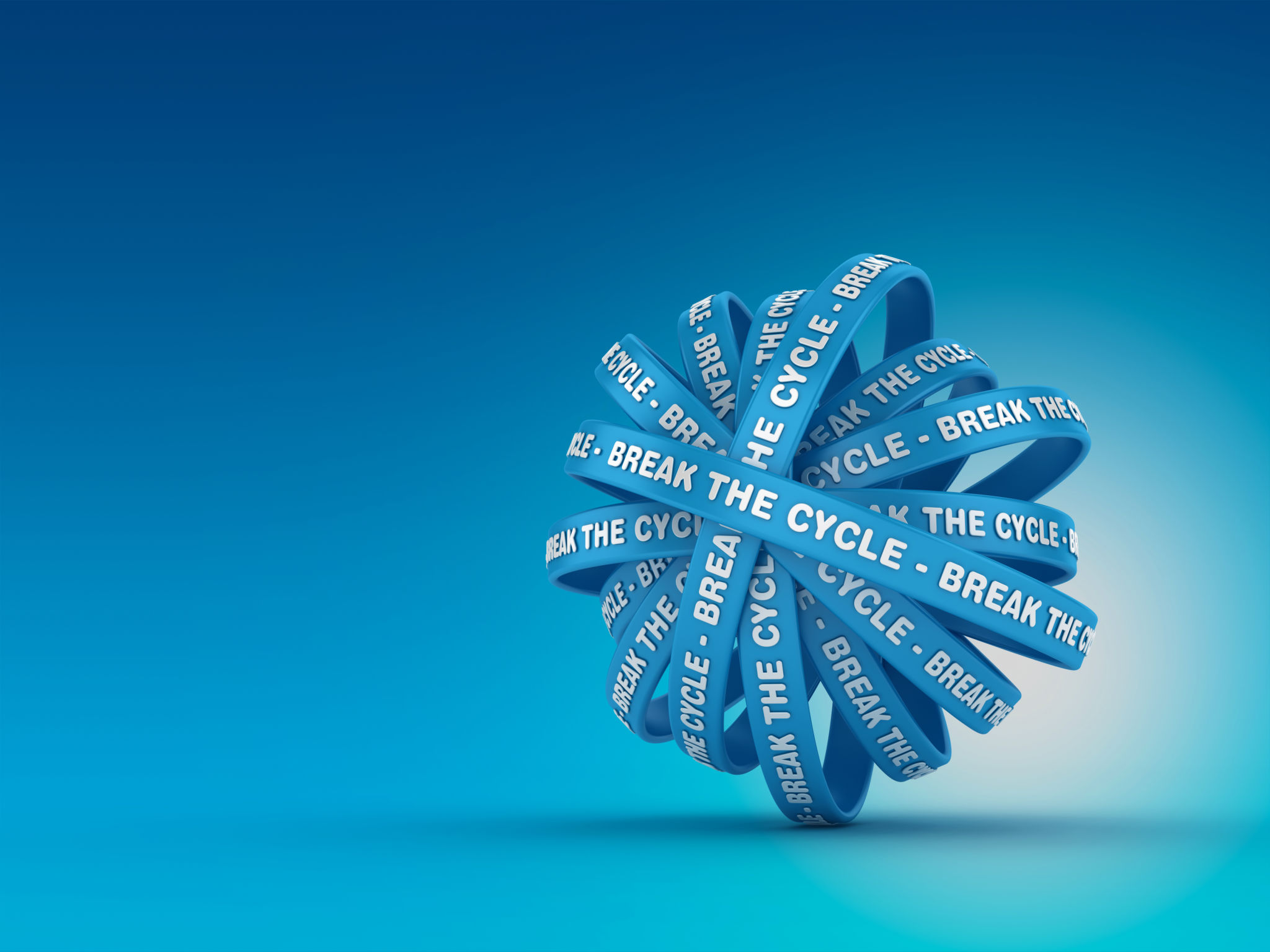 Circular Ribbons with BREAK THE CYCLE Phrase - 3D Rendering Circular Ribbons with BREAK THE CYCLE Phrase - 3D Rendering