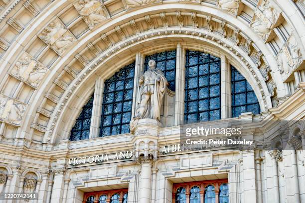 Architectural exterior of the V&A museum of art and design on April 24, 2020 in London,England.