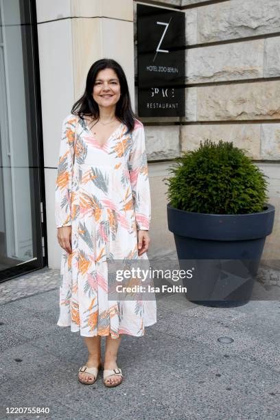 German actress and director Jasmin Tabatabai arrives for the Nominees Announcement of the annual German Actors Award at Grace Hotel Zoo on June 17,...