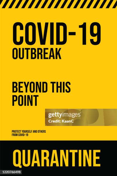warning in a yellow sign about coronavirus or covid-19 vector illustration - closed restaurant stock illustrations
