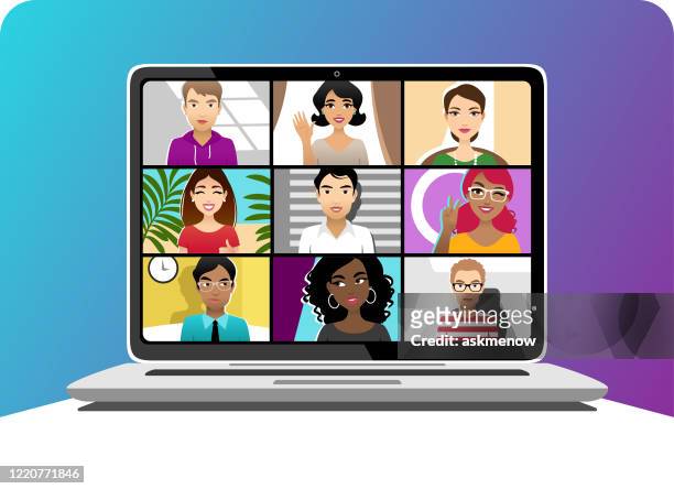video conference - young adult stock illustrations