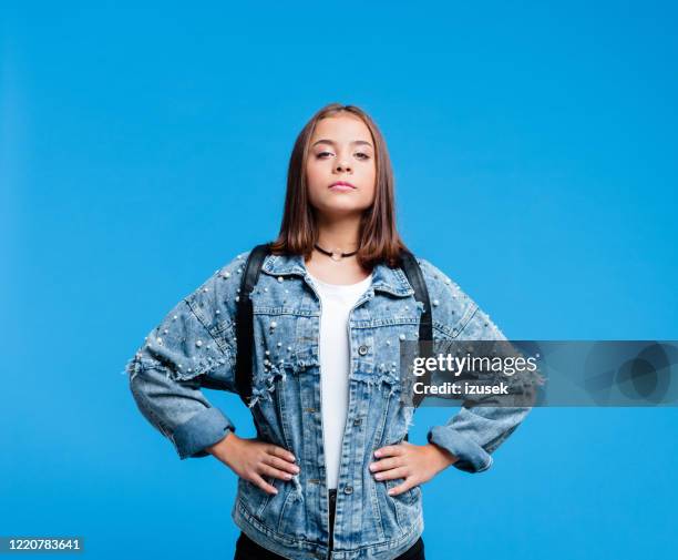 portrait of super tennage girl - super strength stock pictures, royalty-free photos & images
