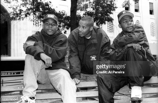 Rappers Warren G and The Twinz appear in a portrait taken on June 27, 1995 in Madison Square Park New York City.