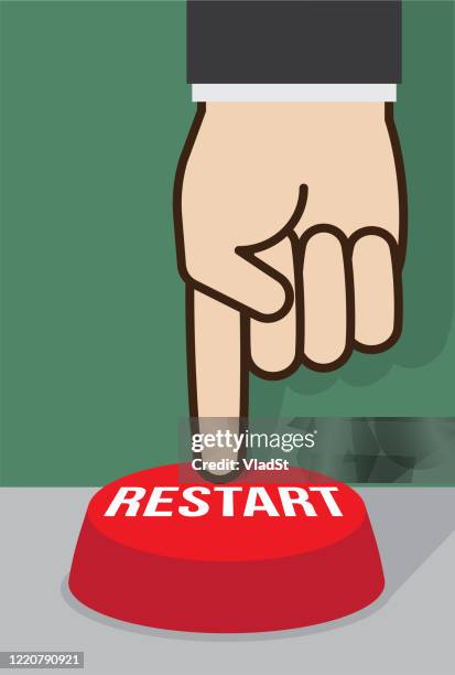 restart push button business economy recovery reboot concept - start stock illustrations