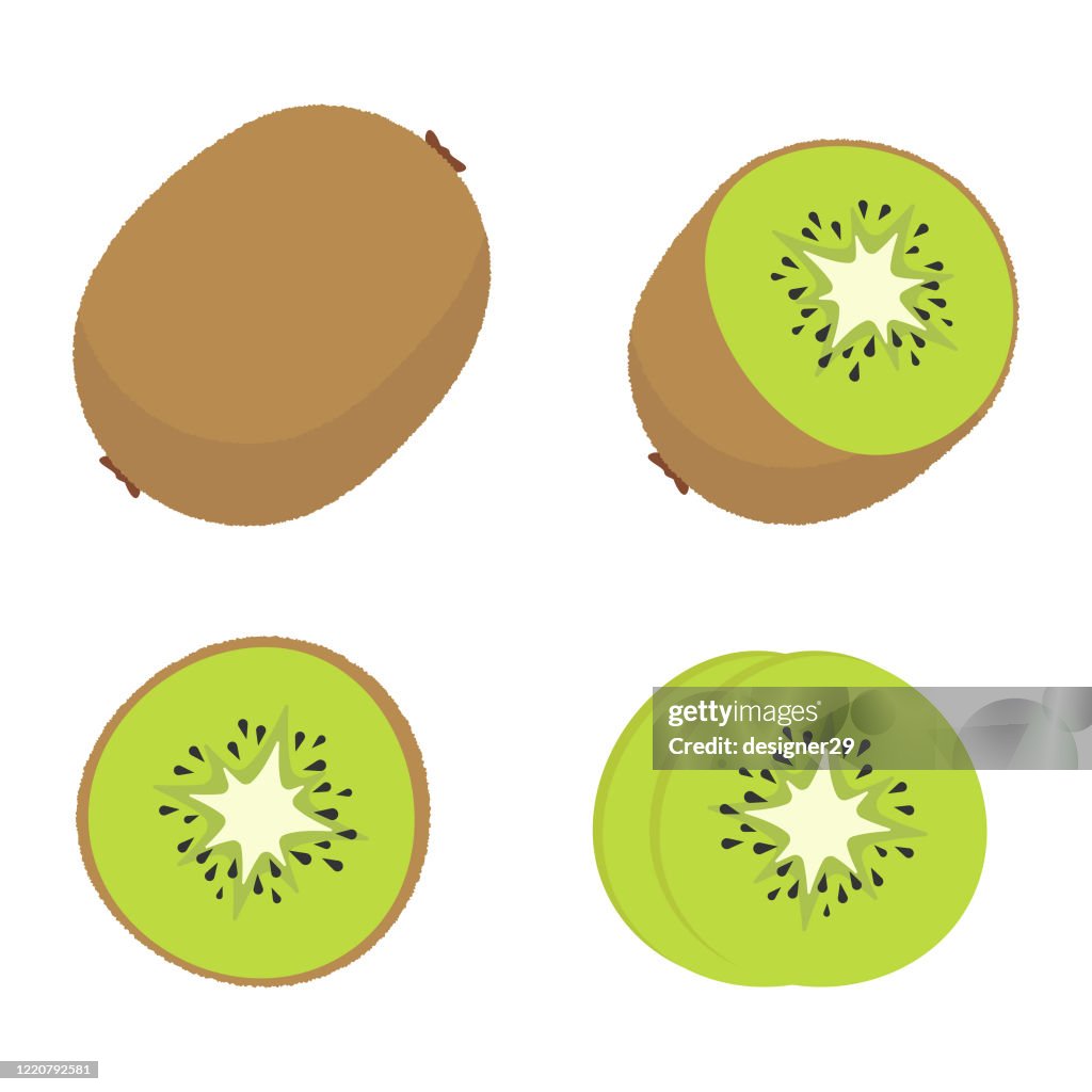 Kiwi Fruit Icon Set Vector Design.