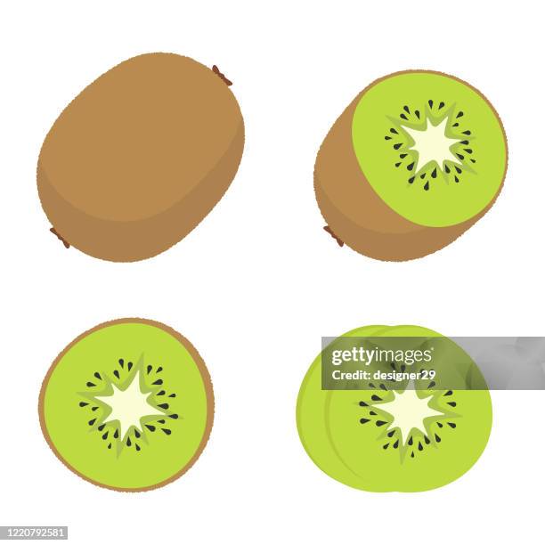 kiwi fruit icon set vector design. - kiwi fruit stock illustrations