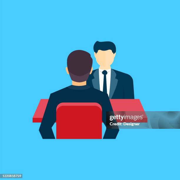 ilustraciones, imágenes clip art, dibujos animados e iconos de stock de icono de piso de entrevista de trabajo. diseño plano de ilustración vectorial de símbolos - job interview