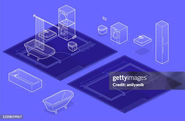 design your bath - cad drawing stock illustrations