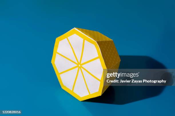 fruit made from paper. hand crafted sliced lemon. - craft cocktail stock pictures, royalty-free photos & images