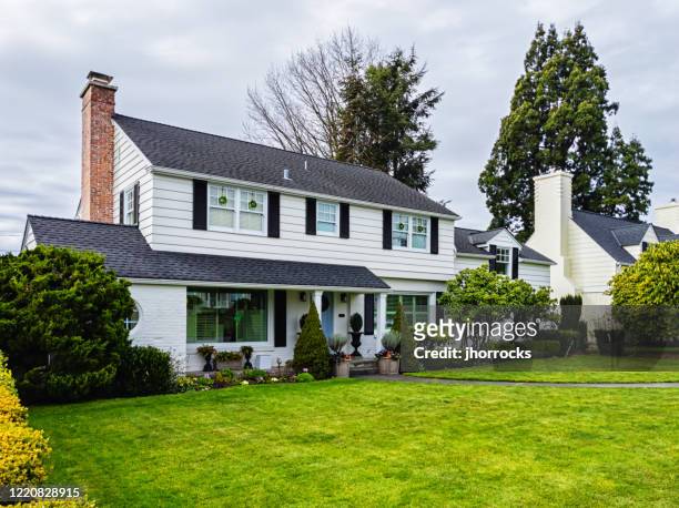 white american colonial style house exterior - victorian style home stock pictures, royalty-free photos & images