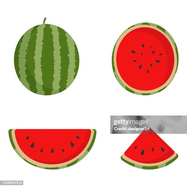 watermelon cartoon icon set vector design. - agricultural activity stock illustrations