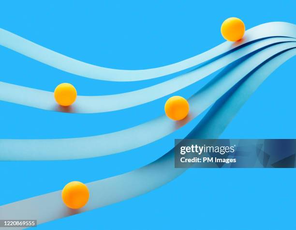 balls riding paper waves - curve chart stock pictures, royalty-free photos & images