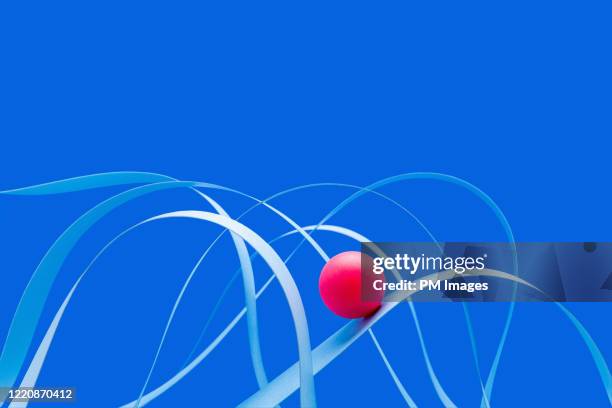 red ball riding paper roller coaster - overcoming problems stock pictures, royalty-free photos & images