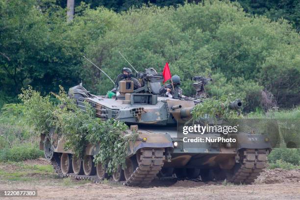 South Korean Military take part in an drill near DMZ in Paju, South Korea, on June 18, 2020. South Korea's top security officials had discussions...