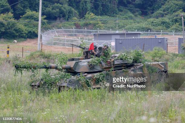 South Korean Military take part in an drill near DMZ in Paju, South Korea, on June 18, 2020. South Korea's top security officials had discussions...