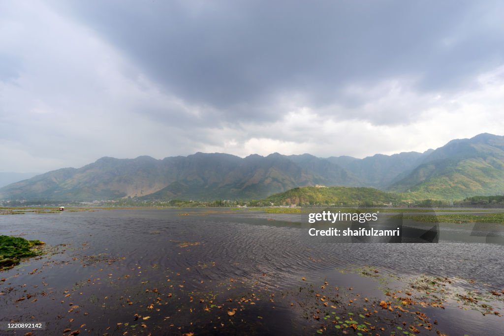 Cloudy view of Dal Lake at Kashmir